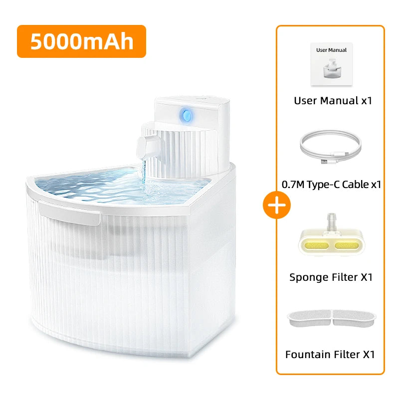 ROJECO Smart Wireless Pet Water Fountain with Motion Sensor