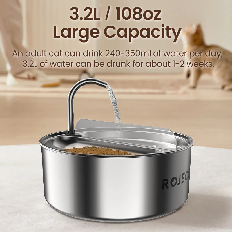 ROJECO 2-in-1 Pet Fountain & Feeder Bowl