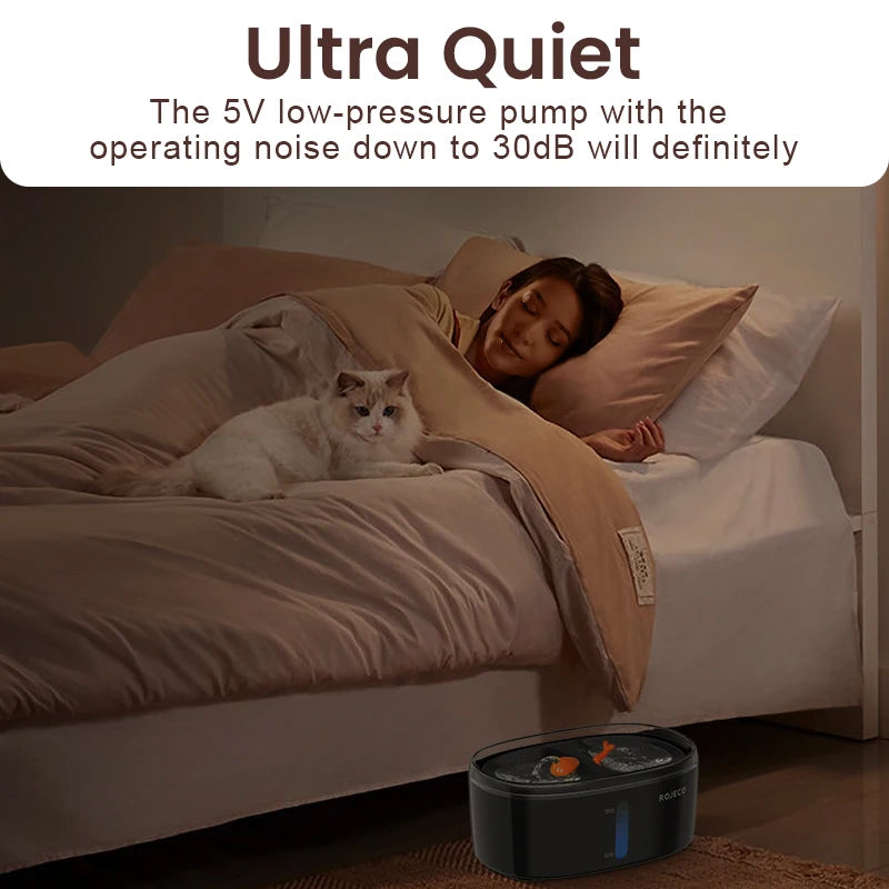 ROJECO Dual Bowl Wireless Pet Fountain