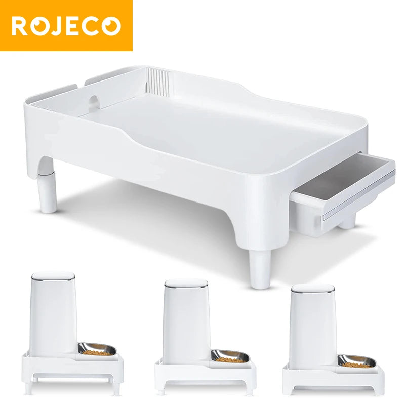 ROJECO Elevated Holder for Automatic Pet Feeders - Adjustable Height Stand