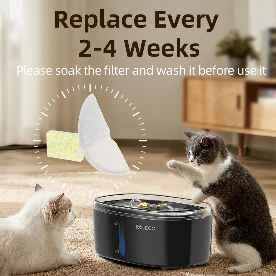 ROJECO Water Fountain Filter For Double Cat Water Fountain - Replacement Filter Only