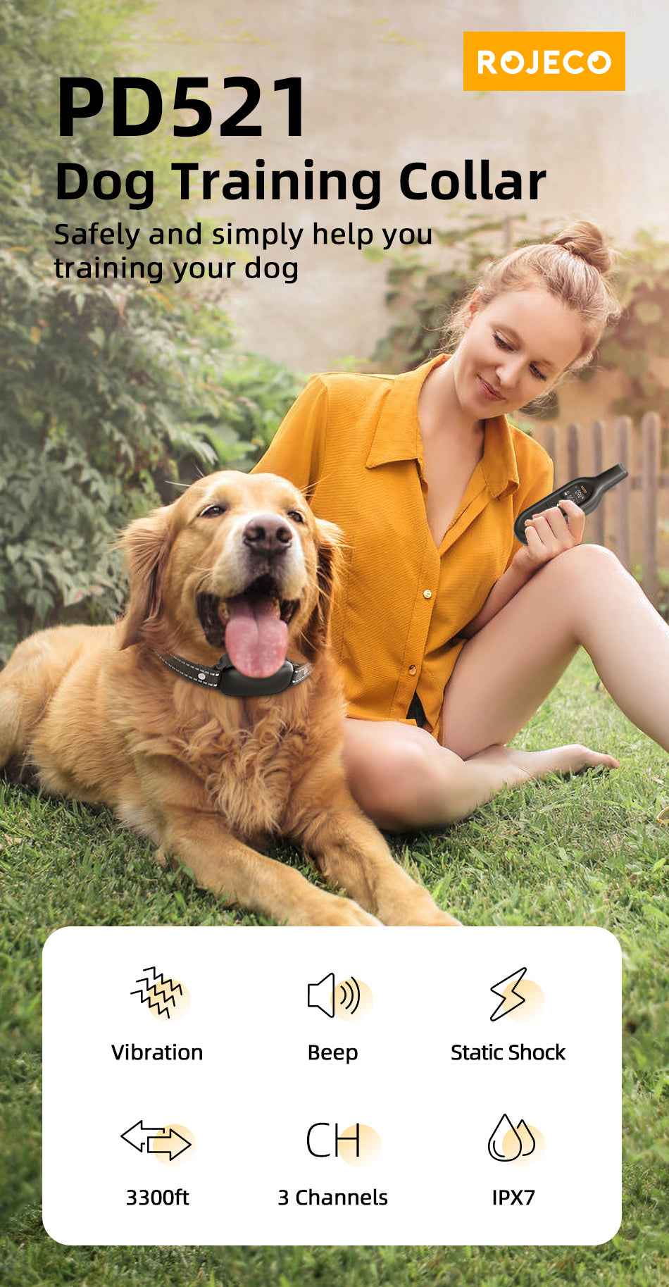 ROJECO 1000m PD521 Dog Training Collar