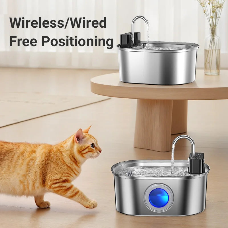 ROJECO Stainless Steel Wireless Pet Fountain