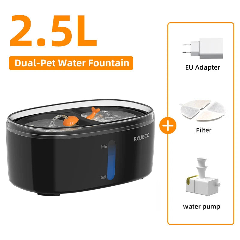ROJECO Dual Bowl Wireless Pet Fountain