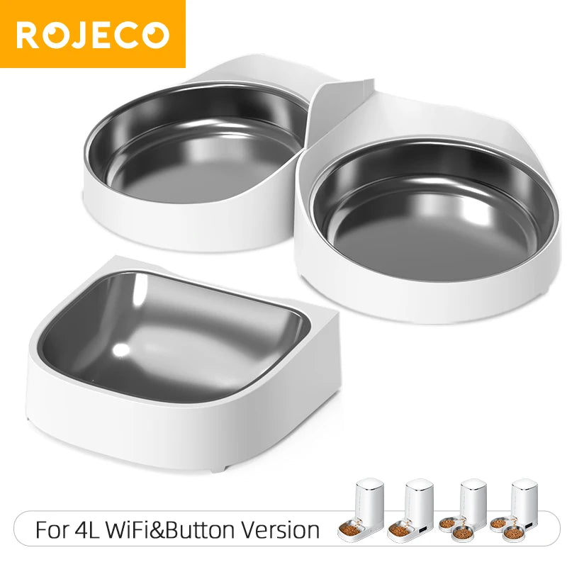 ROJECO Stainless Steel Feeder Bowls | Compatible with 4L Automatic Pet Feeder