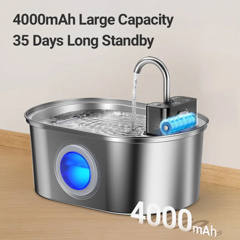 ROJECO Stainless Steel Wireless Pet Fountain