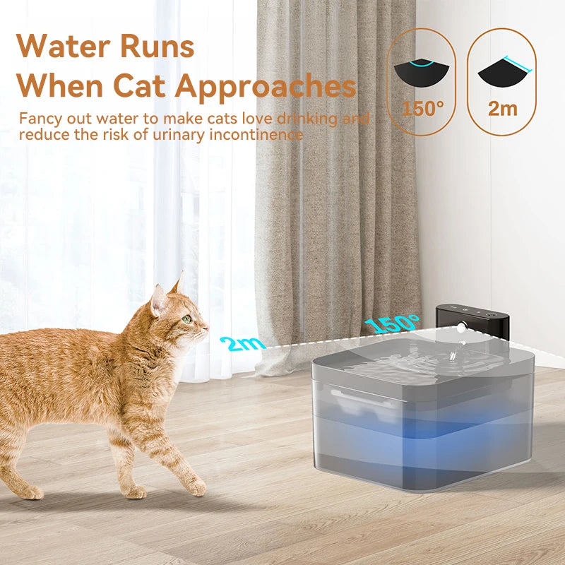 ROJECO Wireless Pet Water Fountain with Infrared Sensor