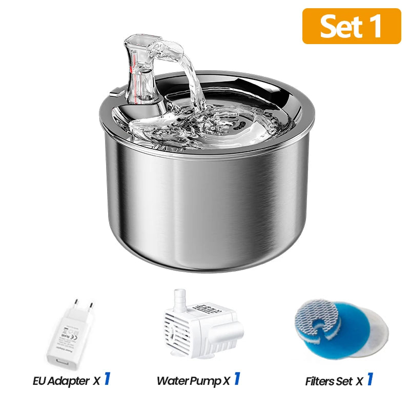 ROJECO Stainless Steel Pet Water Fountain with Sensor