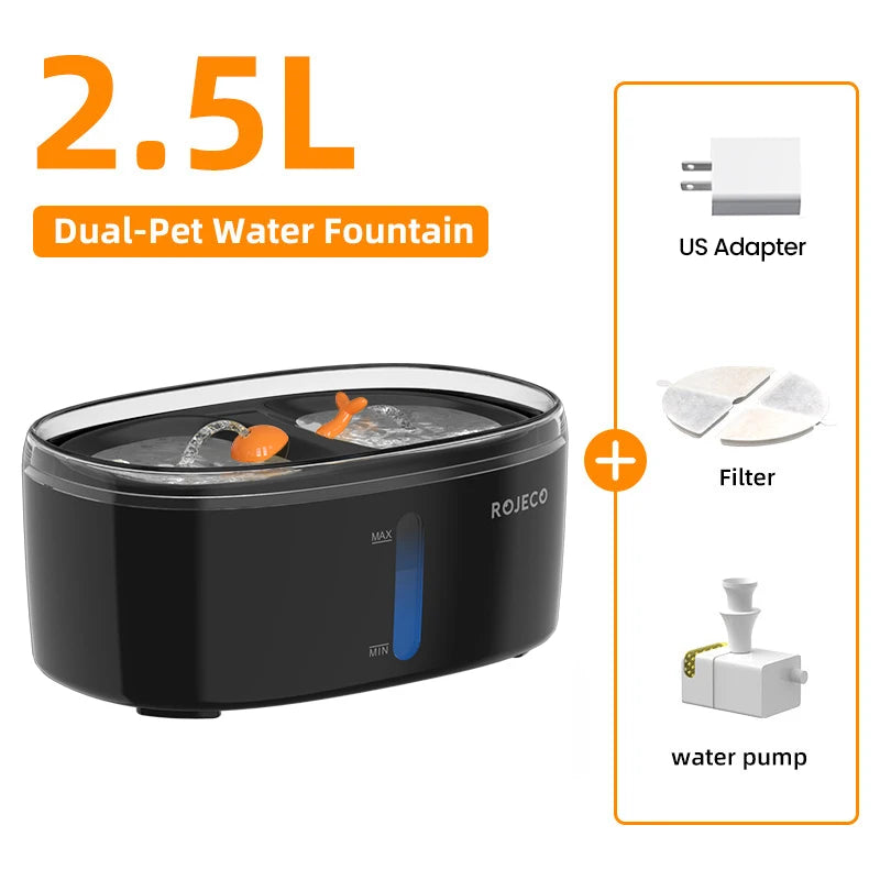 ROJECO Dual Bowl Wireless Pet Fountain
