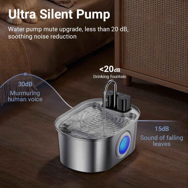 ROJECO Stainless Steel Wireless Pet Fountain