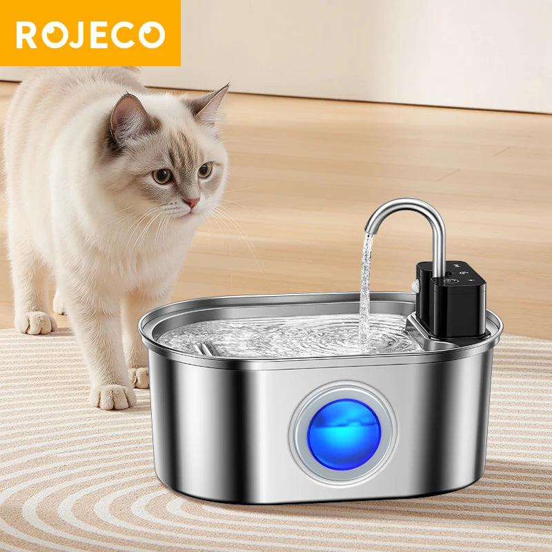 ROJECO Stainless Steel Wireless Pet Fountain