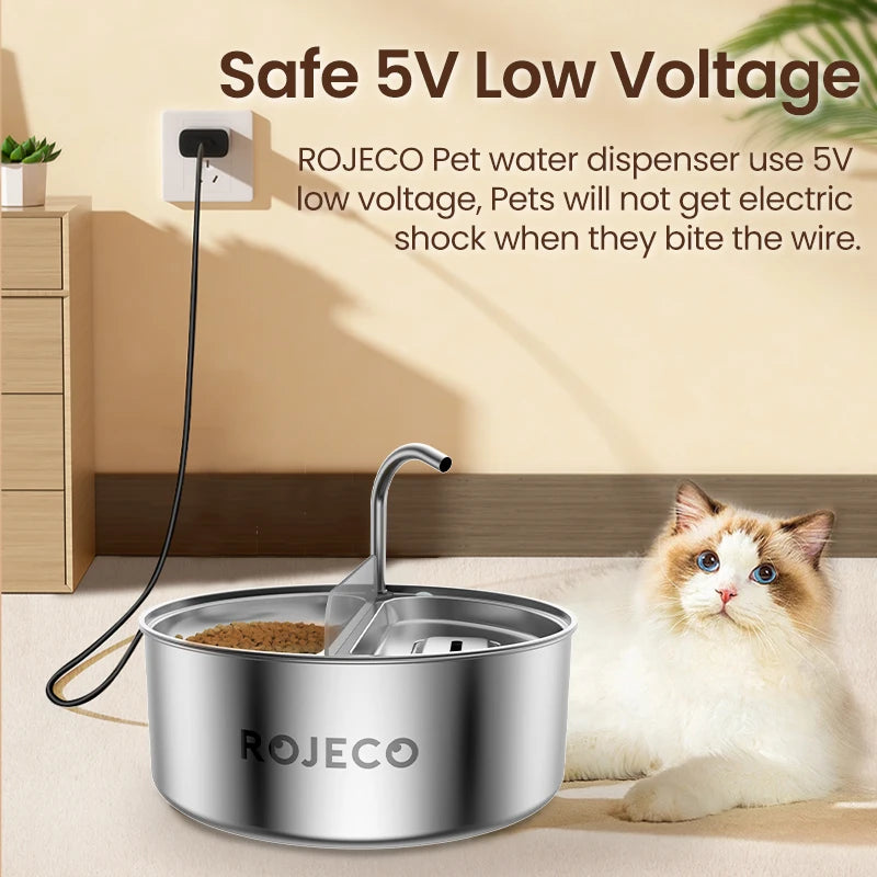 ROJECO 2-in-1 Pet Fountain & Feeder Bowl